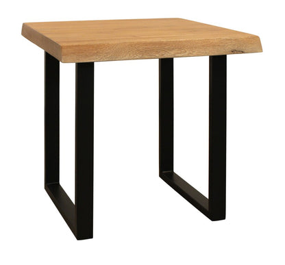 24" Black And Natural Distressed Solid Wood And Iron Square End Table HomeRoots
