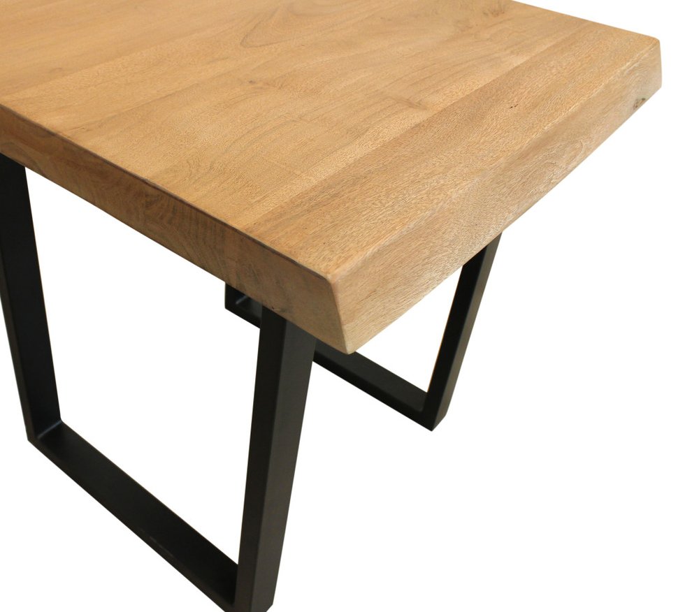 24" Black And Natural Distressed Solid Wood And Iron Square End Table HomeRoots