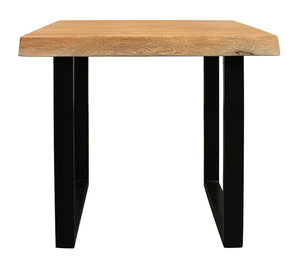 24" Black And Natural Distressed Solid Wood And Iron Square End Table HomeRoots