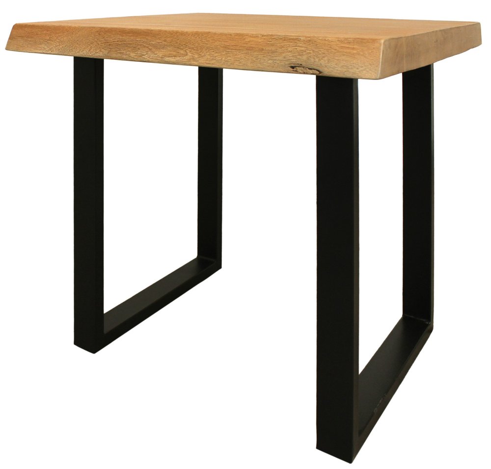 24" Black And Natural Distressed Solid Wood And Iron Square End Table HomeRoots
