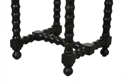 24" White and Black Marble and Solid Wood Square Trestle End Table HomeRoots