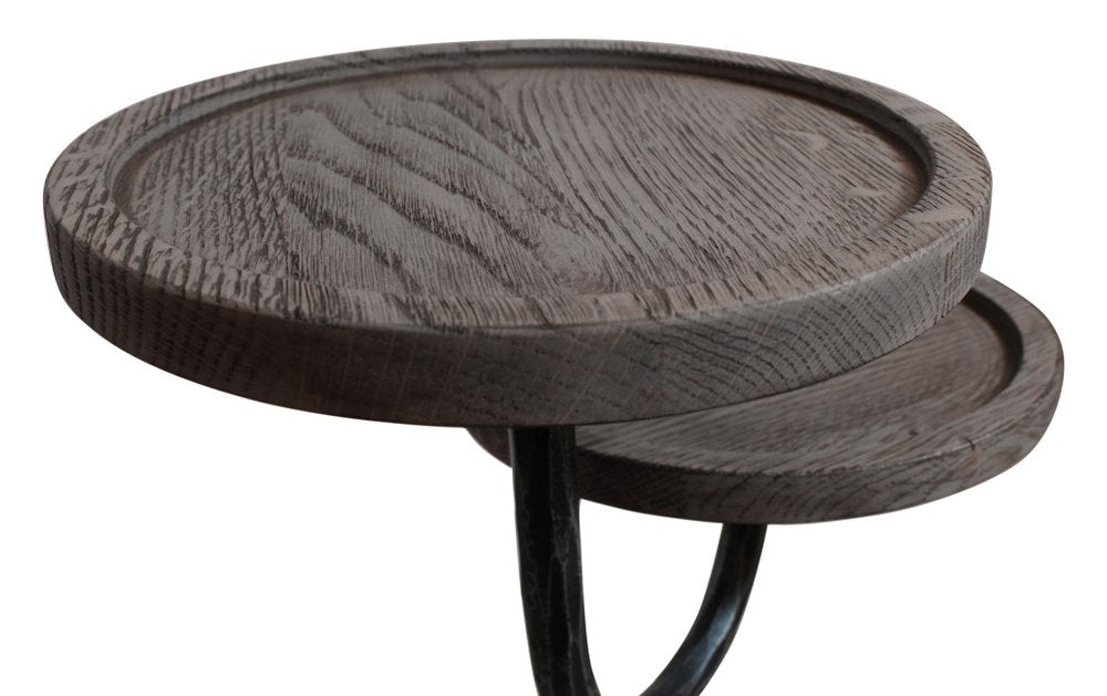 19" Natural and Black Solid Wood and Iron Round Double Tray Top End Table HomeRoots