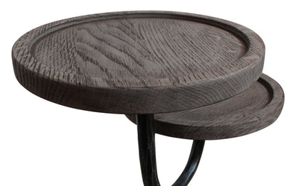19" Natural and Black Solid Wood and Iron Round Double Tray Top End Table HomeRoots
