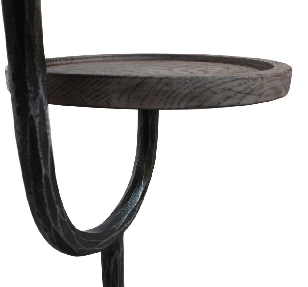 19" Natural and Black Solid Wood and Iron Round Double Tray Top End Table HomeRoots