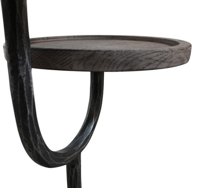 19" Natural and Black Solid Wood and Iron Round Double Tray Top End Table HomeRoots