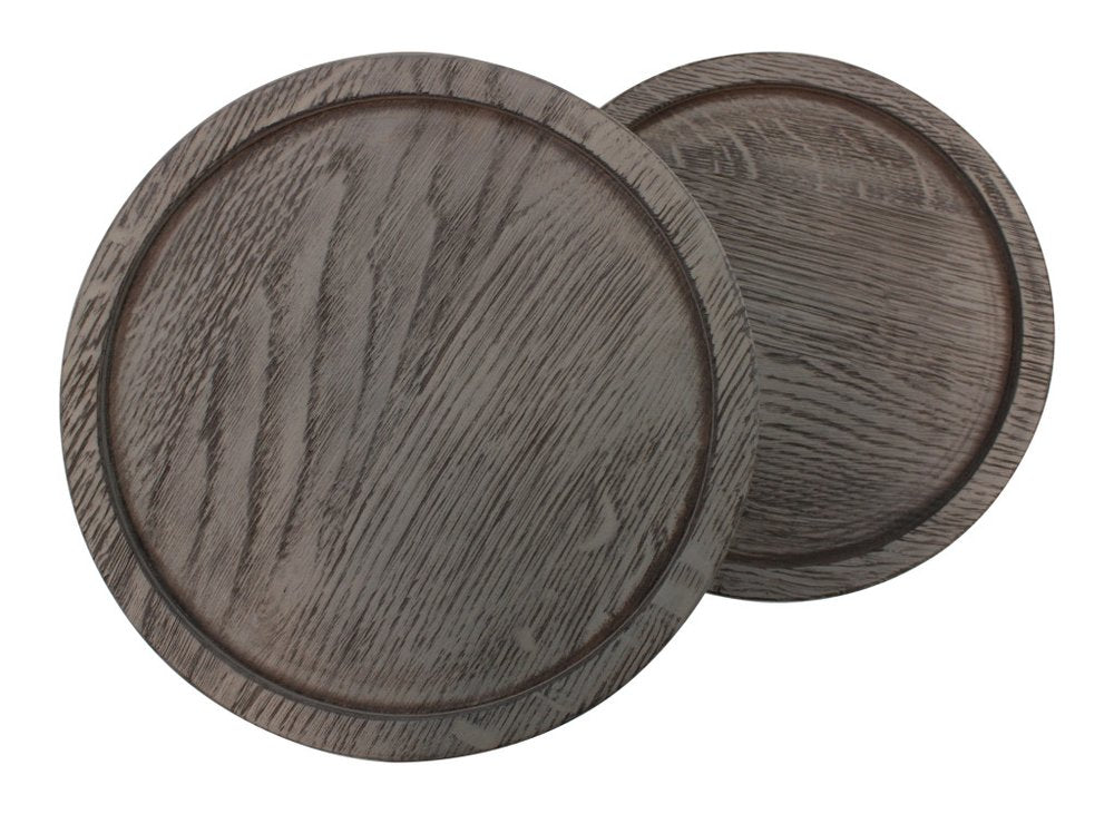 19" Natural and Black Solid Wood and Iron Round Double Tray Top End Table HomeRoots