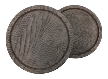 19" Natural and Black Solid Wood and Iron Round Double Tray Top End Table HomeRoots