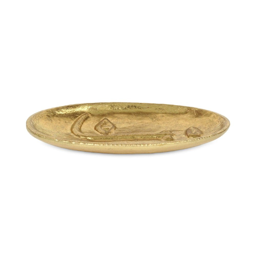 8" Gold Cast Iron Mod Abstract Face Oval Trinket Tray HomeRoots