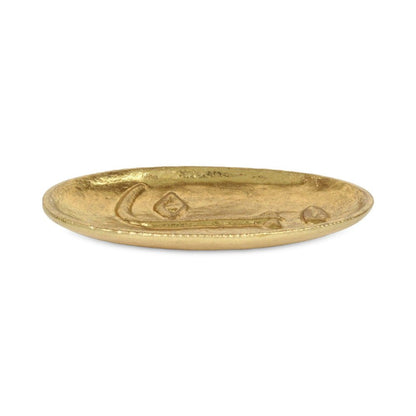 8" Gold Cast Iron Mod Abstract Face Oval Trinket Tray HomeRoots