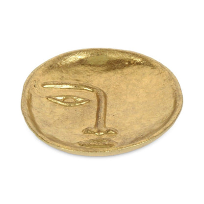 8" Gold Cast Iron Mod Abstract Face Oval Trinket Tray HomeRoots