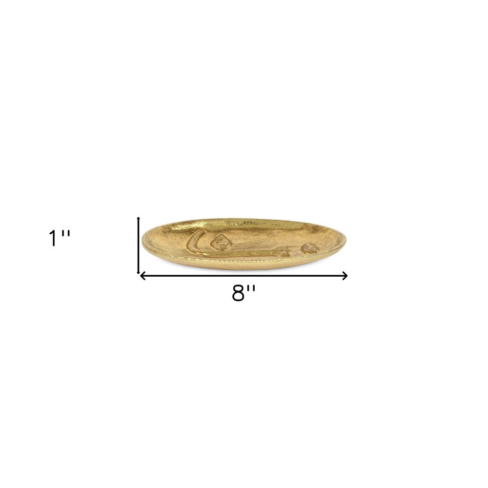 8" Gold Cast Iron Mod Abstract Face Oval Trinket Tray HomeRoots