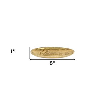 8" Gold Cast Iron Mod Abstract Face Oval Trinket Tray HomeRoots