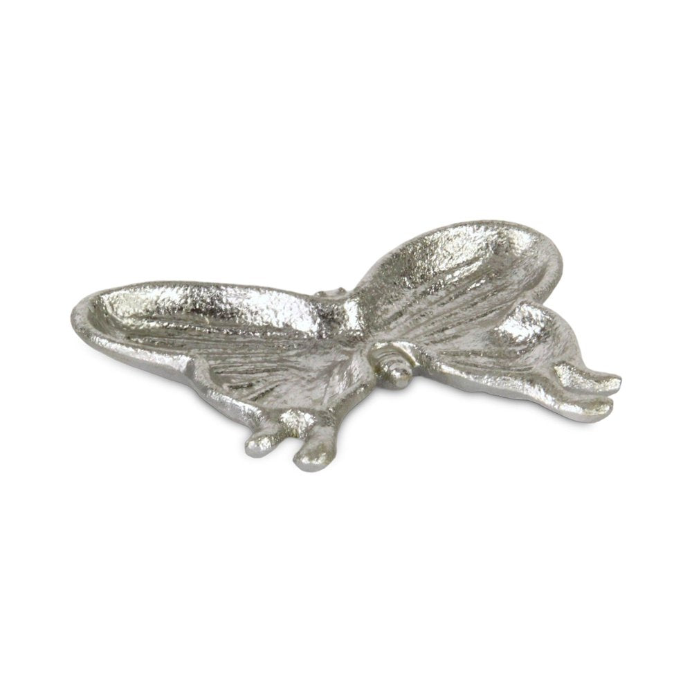 6" Silver Cast Iron Butterfly Handmade Trinket Tray HomeRoots