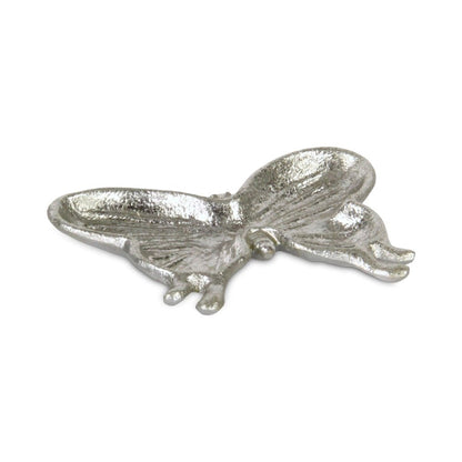 6" Silver Cast Iron Butterfly Handmade Trinket Tray HomeRoots