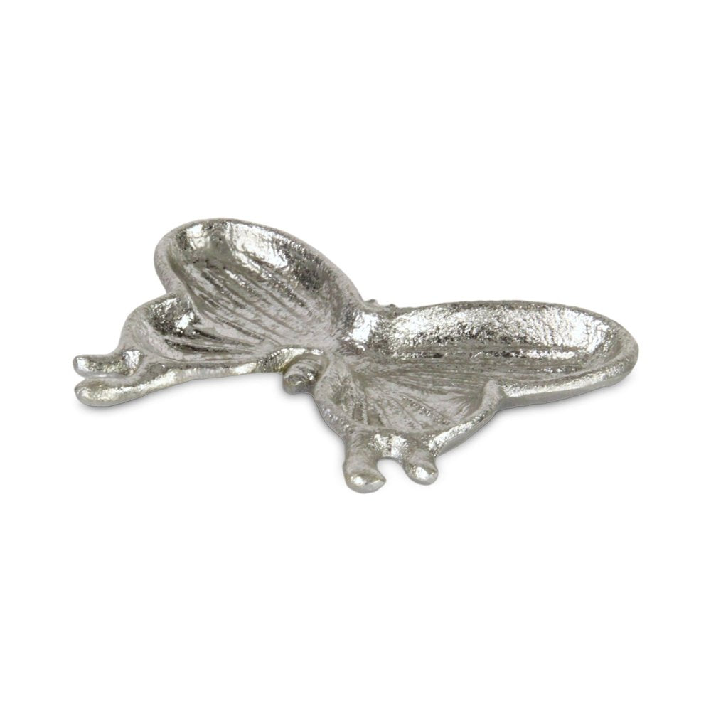 6" Silver Cast Iron Butterfly Handmade Trinket Tray HomeRoots