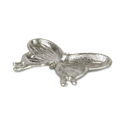 6" Silver Cast Iron Butterfly Handmade Trinket Tray HomeRoots