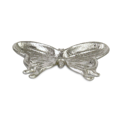 6" Silver Cast Iron Butterfly Handmade Trinket Tray HomeRoots