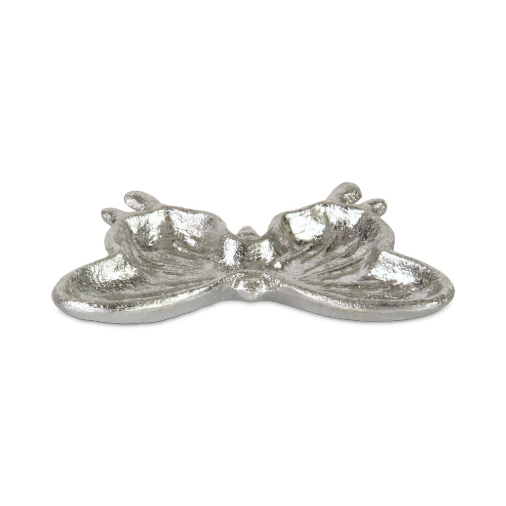 6" Silver Cast Iron Butterfly Handmade Trinket Tray HomeRoots