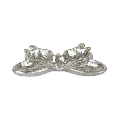 6" Silver Cast Iron Butterfly Handmade Trinket Tray HomeRoots