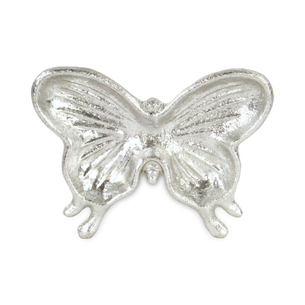 6" Silver Cast Iron Butterfly Handmade Trinket Tray HomeRoots