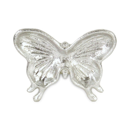 6" Silver Cast Iron Butterfly Handmade Trinket Tray HomeRoots