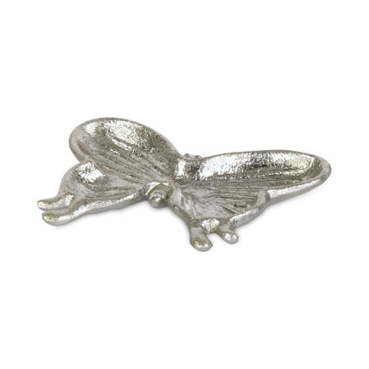 6" Silver Cast Iron Butterfly Handmade Trinket Tray HomeRoots