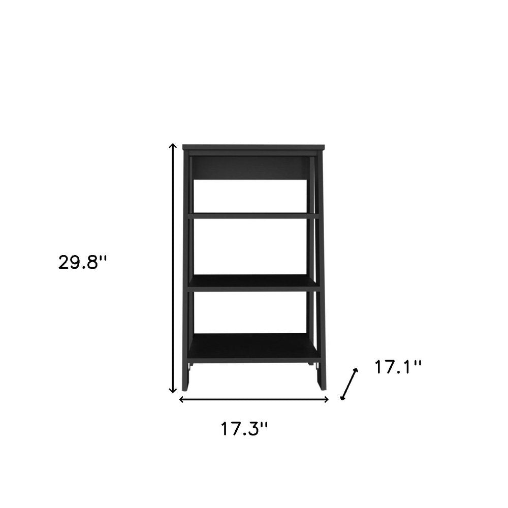 17" Black Wood Freestanding Bathroom Shelf HomeRoots