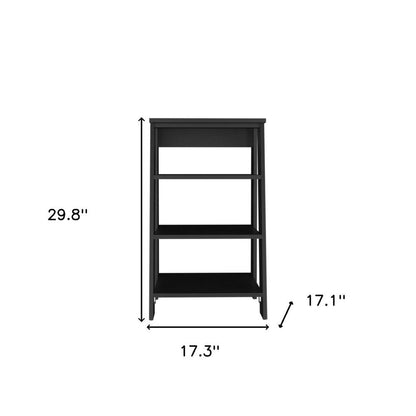 17" Black Wood Freestanding Bathroom Shelf HomeRoots