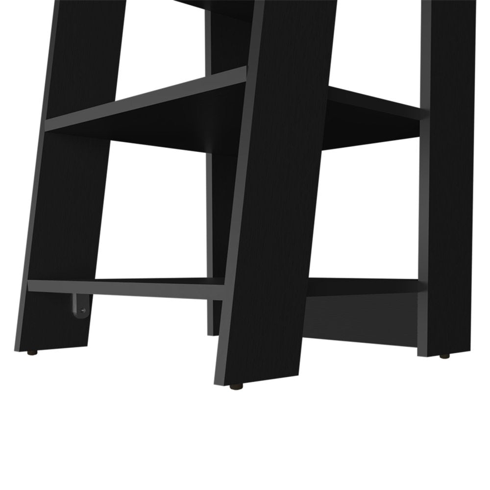 17" Black Wood Freestanding Bathroom Shelf HomeRoots
