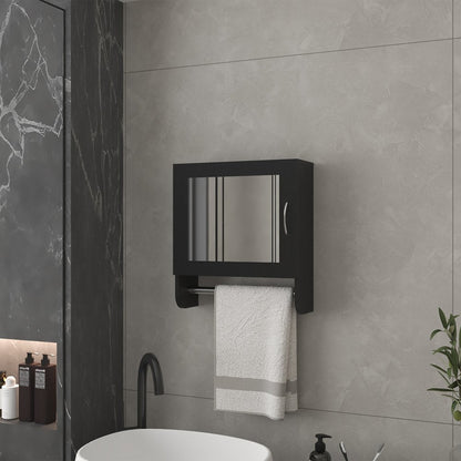 18" Black Wood, Metal Floating Bathroom Vanity And Medicine Cabinet With Mirror HomeRoots