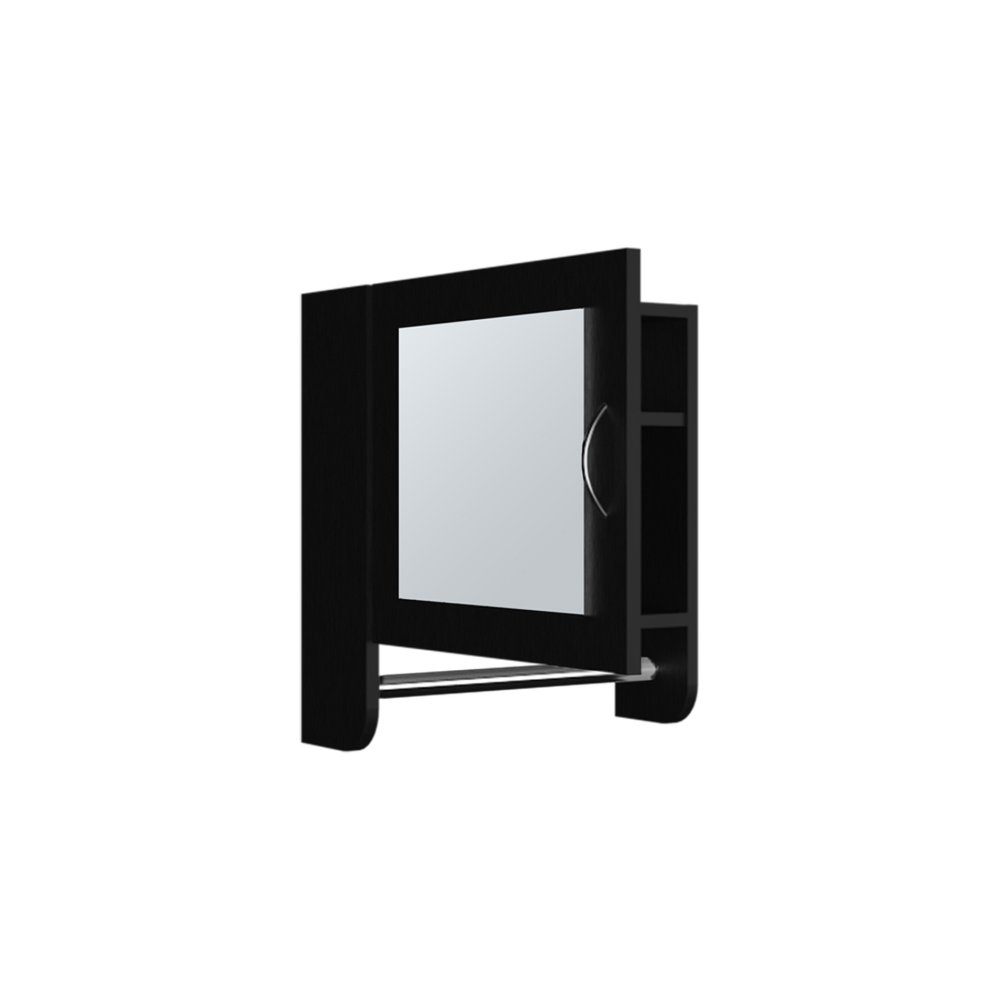 18" Black Wood, Metal Floating Bathroom Vanity And Medicine Cabinet With Mirror HomeRoots