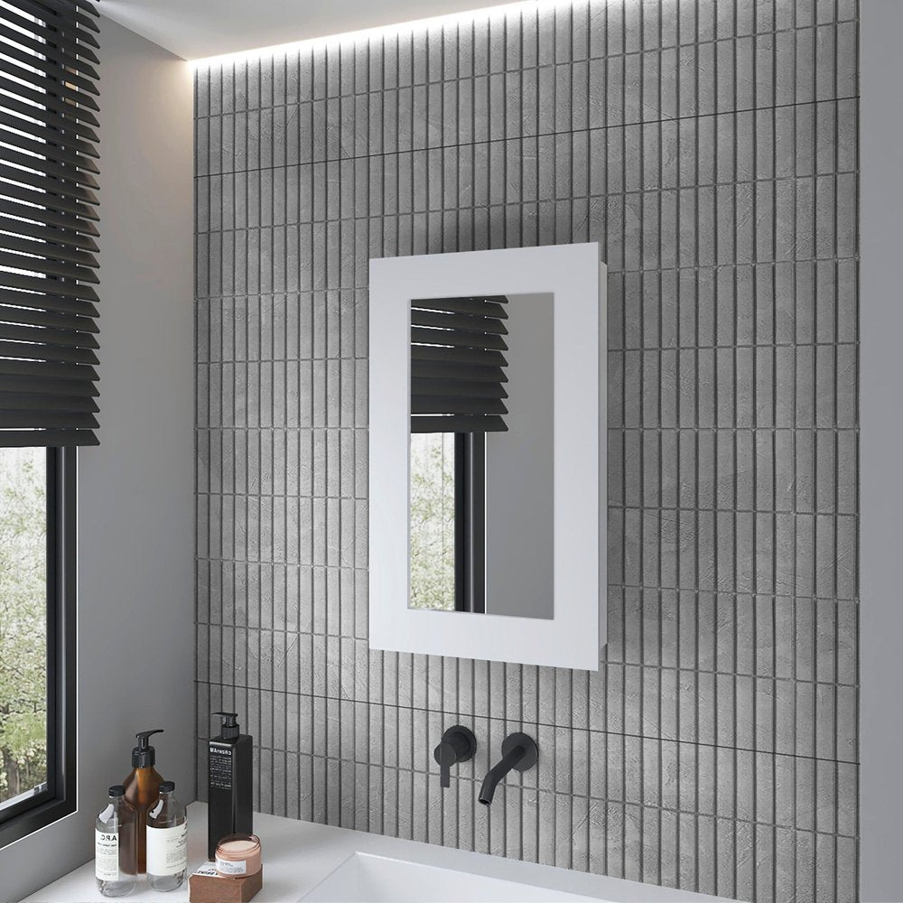 15" White Wood Floating Bathroom Vanity And Medicine Cabinet With Mirror HomeRoots