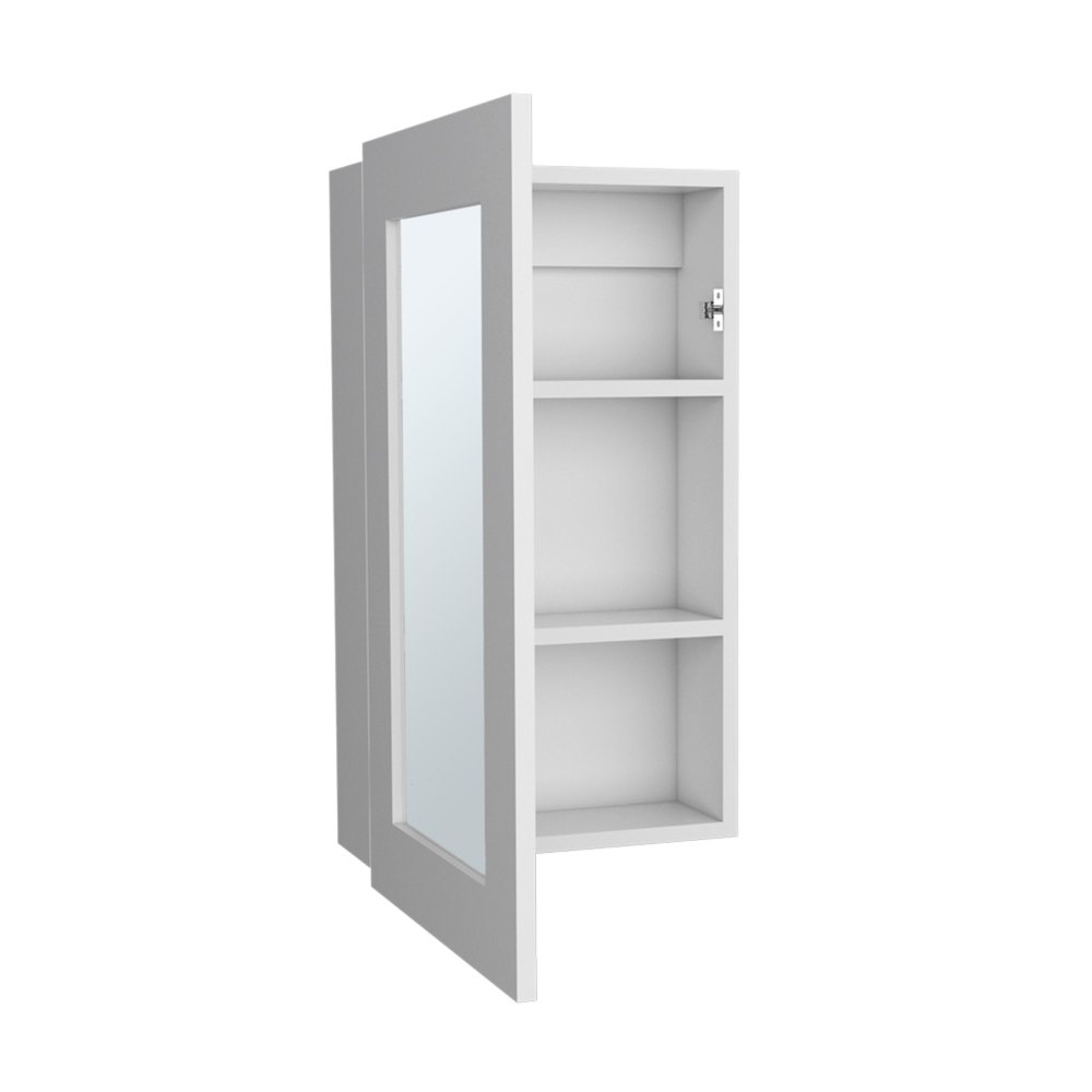 15" White Wood Floating Bathroom Vanity And Medicine Cabinet With Mirror — view 2