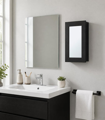 15" Black Wood Floating Bathroom Vanity HomeRoots