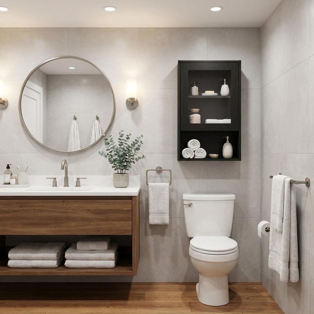 15" Black Wood Floating Bathroom Vanity HomeRoots