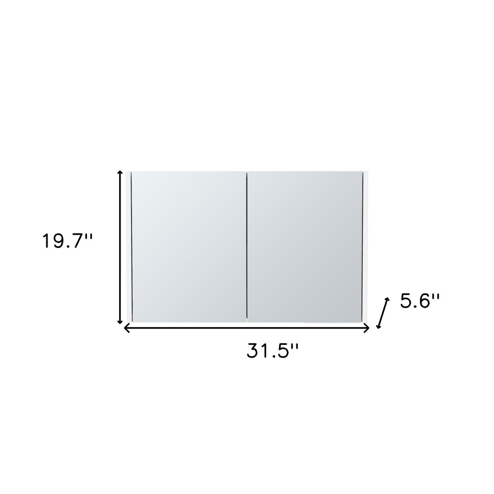 32" White Wood Wall Mounted Double Door Medicine Cabinet HomeRoots