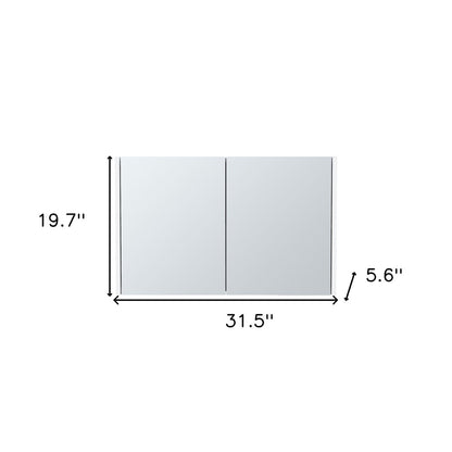 32" White Wood Wall Mounted Double Door Medicine Cabinet HomeRoots