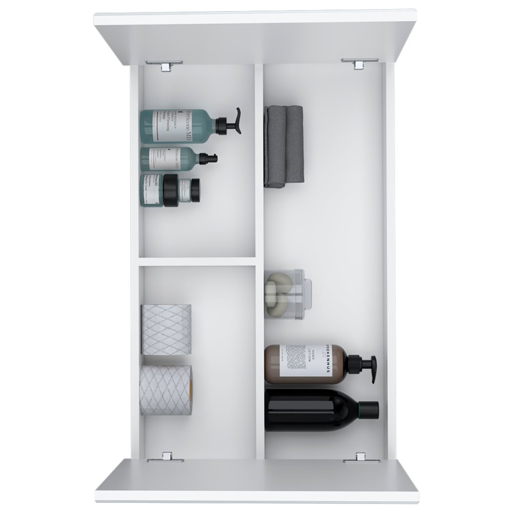 32" White Wood Wall Mounted Double Door Medicine Cabinet HomeRoots