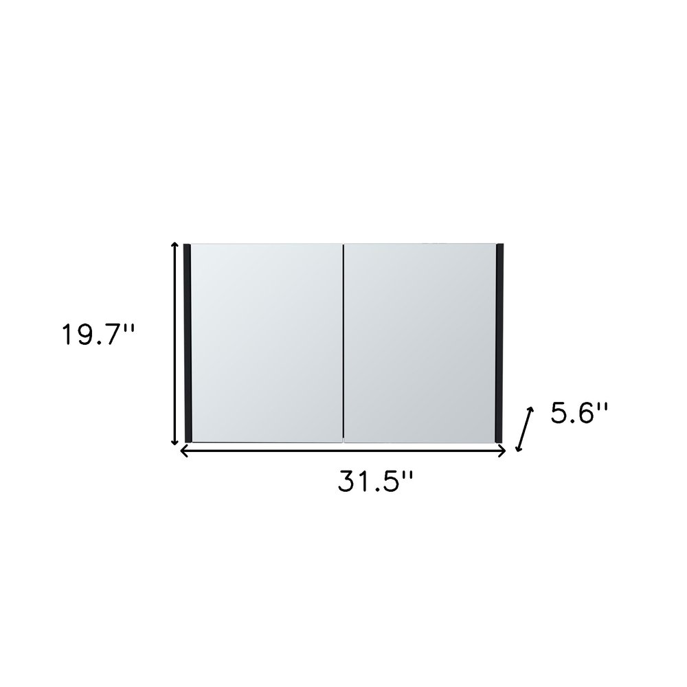 32" Black Wood Floating Bathroom Vanity And Medicine Cabinet With Mirror — view 5