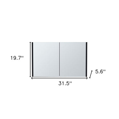 32" Black Wood Floating Bathroom Vanity And Medicine Cabinet With Mirror
