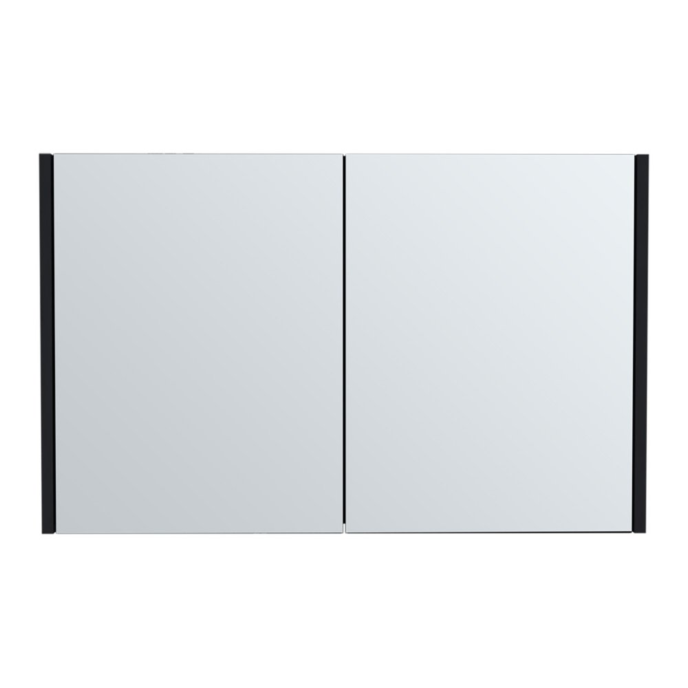 32" Black Wood Floating Bathroom Vanity And Medicine Cabinet With Mirror — view 3