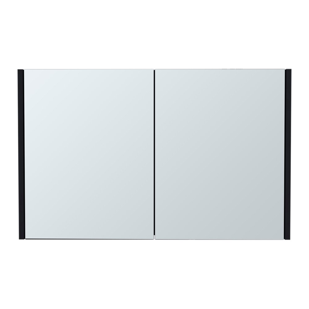 32" Black Wood Floating Bathroom Vanity And Medicine Cabinet With Mirror — view 2