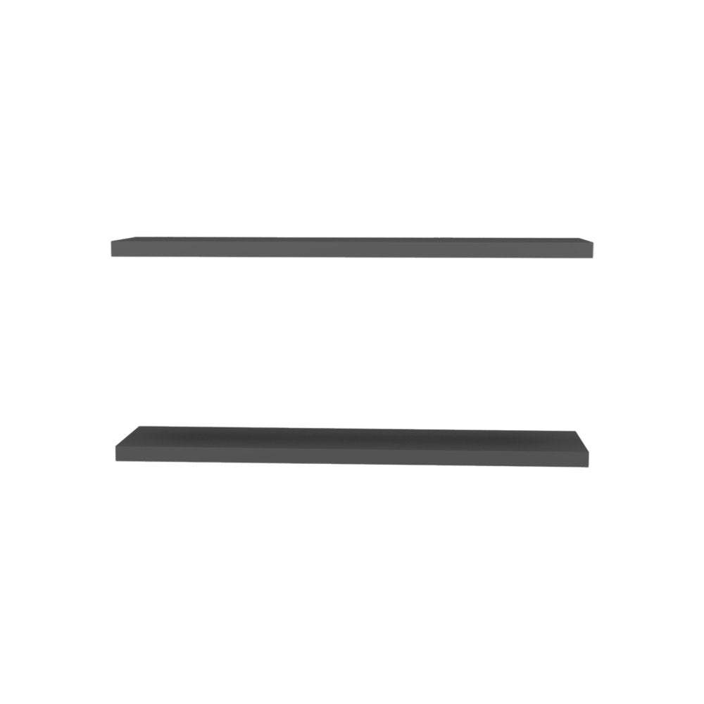 47" Set Of Two Dark Gray Wood Wall Mounted Floating Shelves HomeRoots