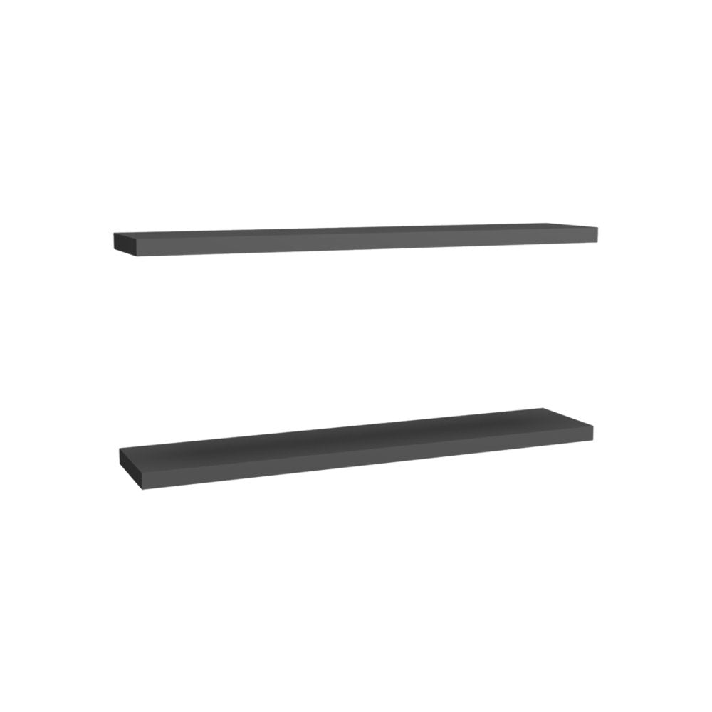 47" Set Of Two Dark Gray Wood Wall Mounted Floating Shelves HomeRoots