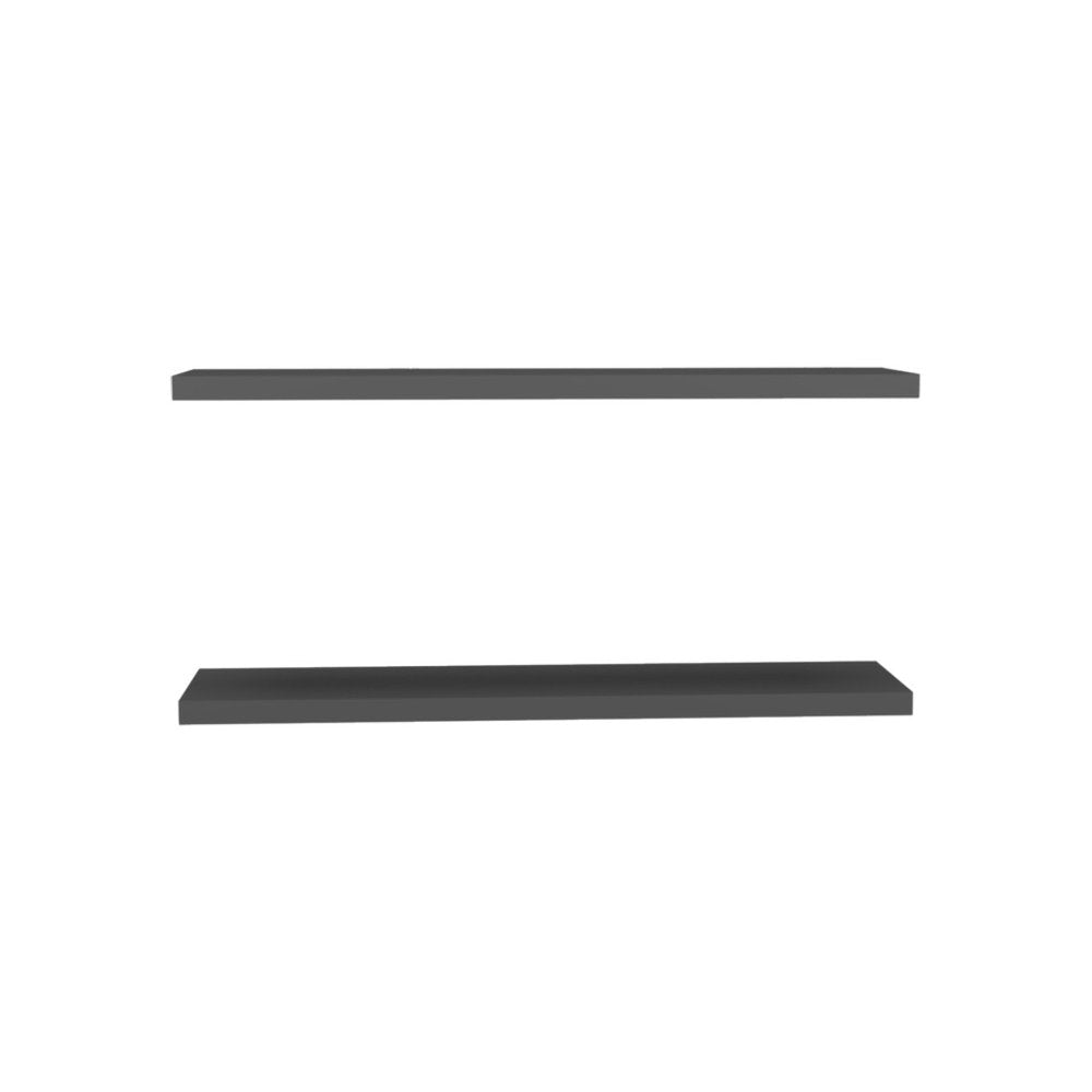 47" Set Of Two Dark Gray Wood Wall Mounted Floating Shelves HomeRoots