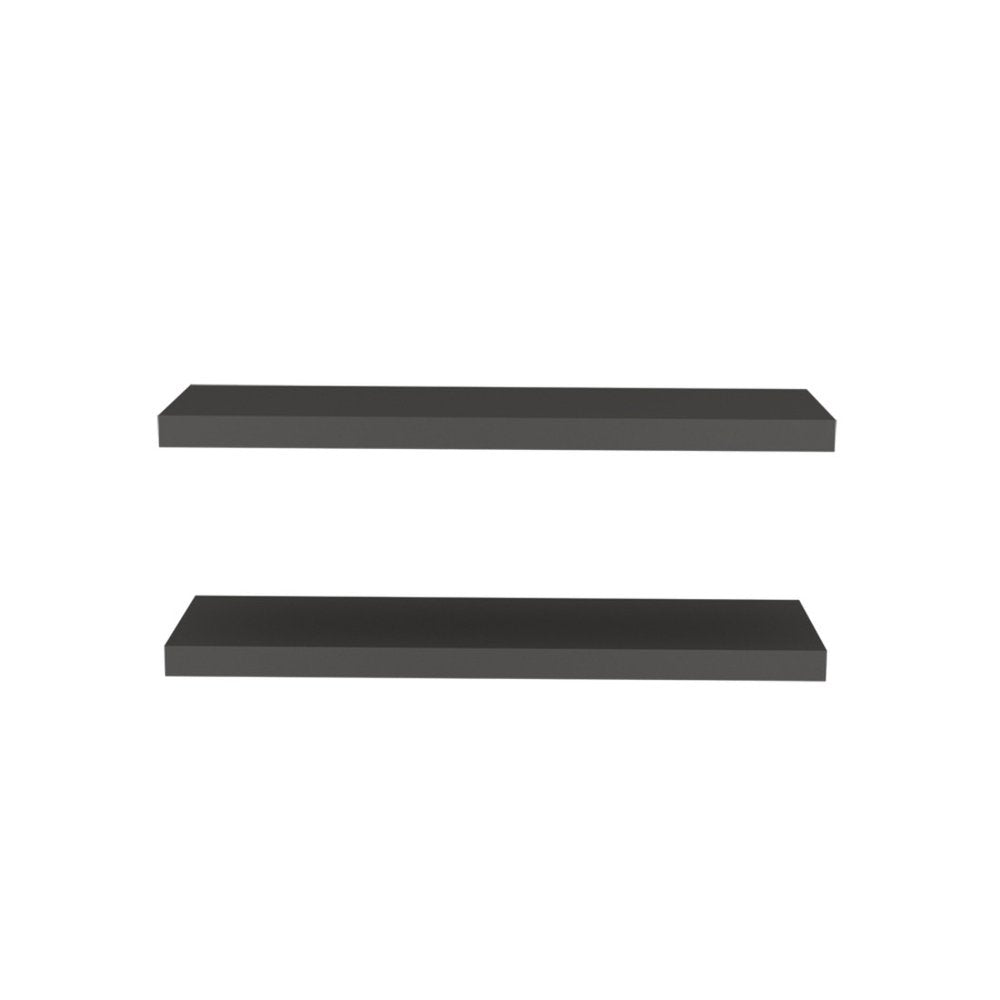 32" Set Of Two Dark Gray Wood Wall Mounted Floating Shelves HomeRoots