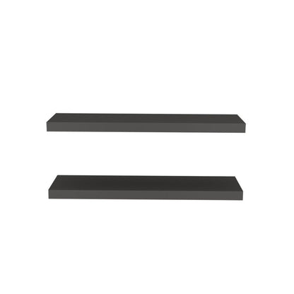 32" Set Of Two Dark Gray Wood Wall Mounted Floating Shelves HomeRoots