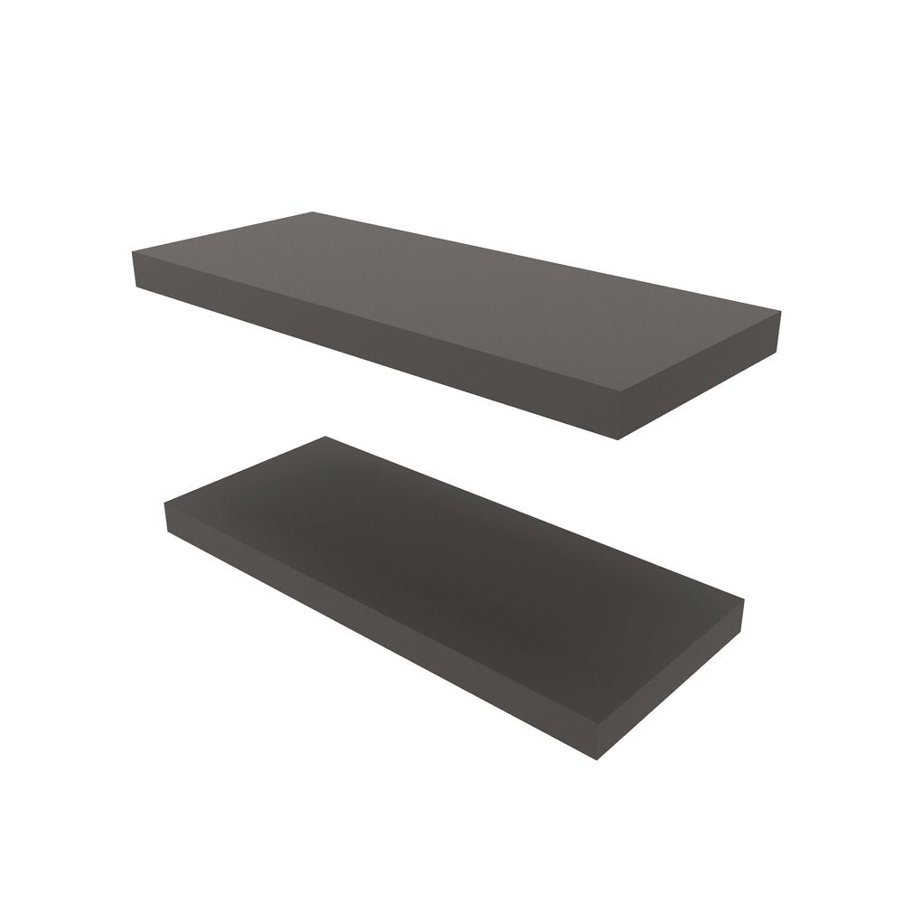32" Set Of Two Dark Gray Wood Wall Mounted Floating Shelves HomeRoots