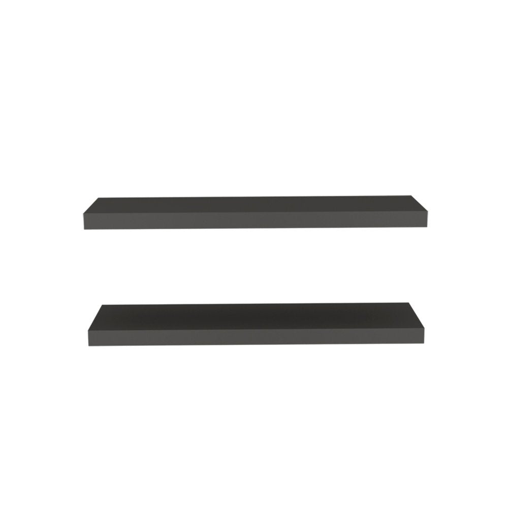 32" Set Of Two Dark Gray Wood Wall Mounted Floating Shelves HomeRoots