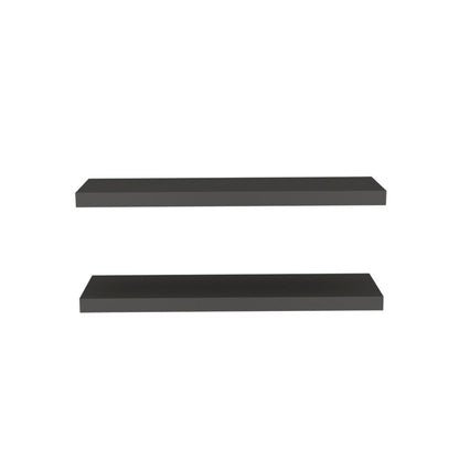 32" Set Of Two Dark Gray Wood Wall Mounted Floating Shelves HomeRoots